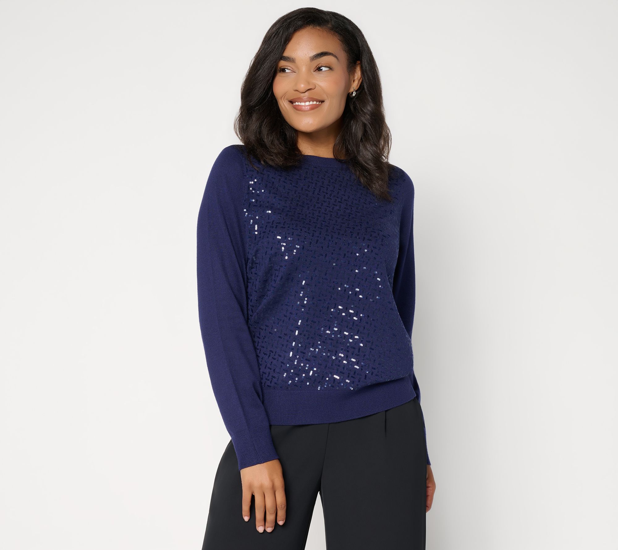 nicole by Nicole Miller Embellished Long Sleeve Sweater