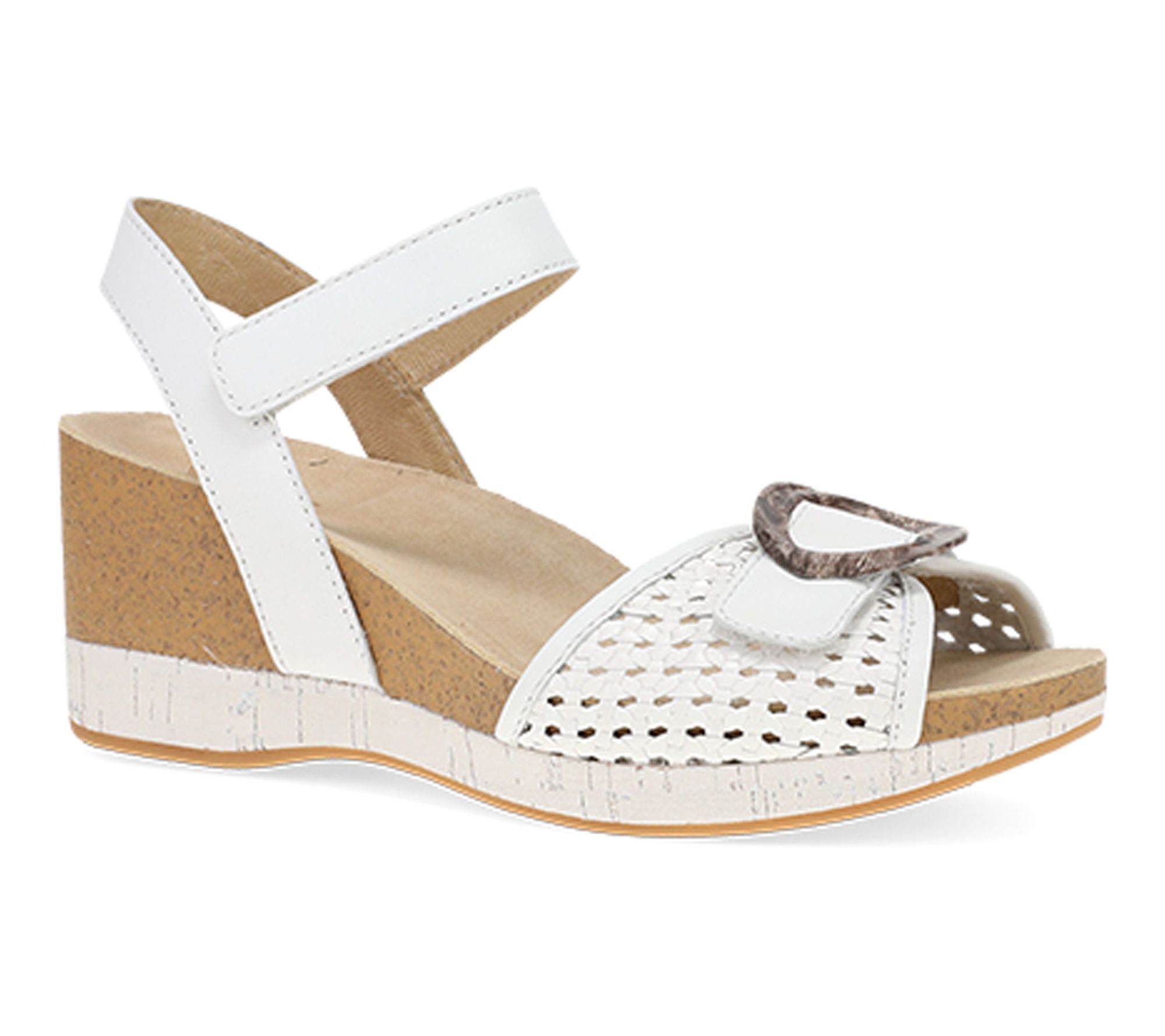Dansko Stella White Woven Leather Sandal