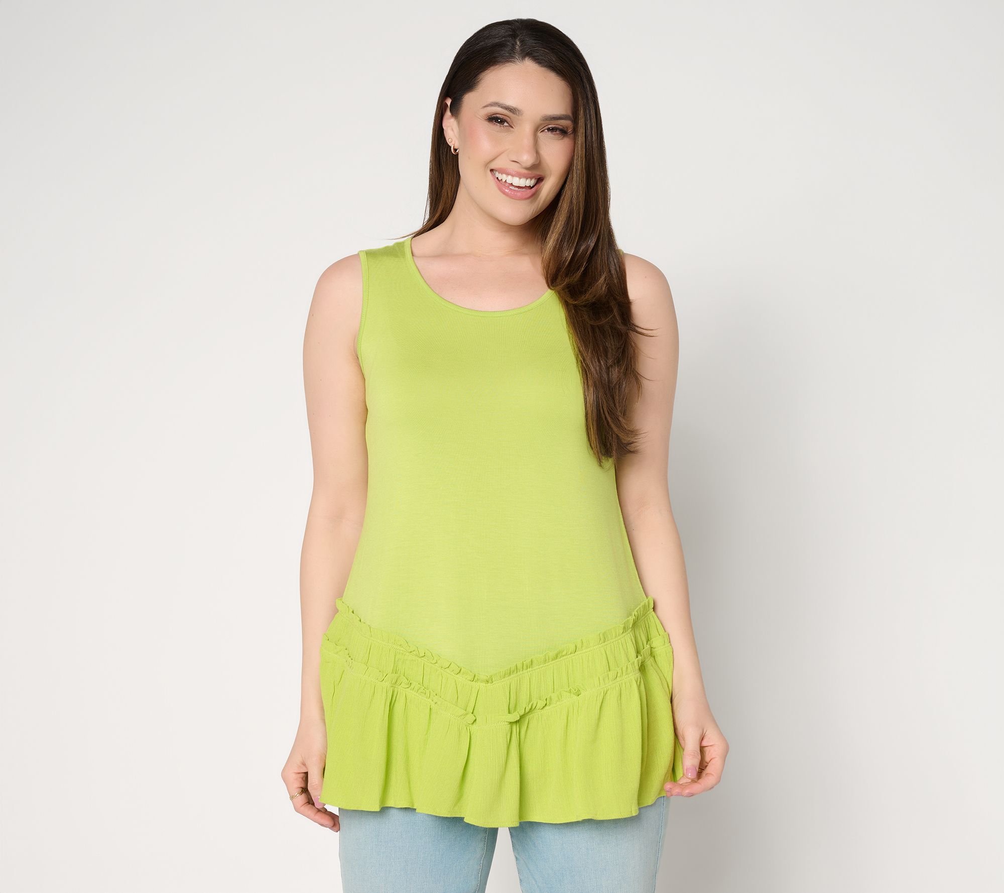 "As Is" LOGO Layers by Lori Goldstein Mixed Media Tiered Hem Tank