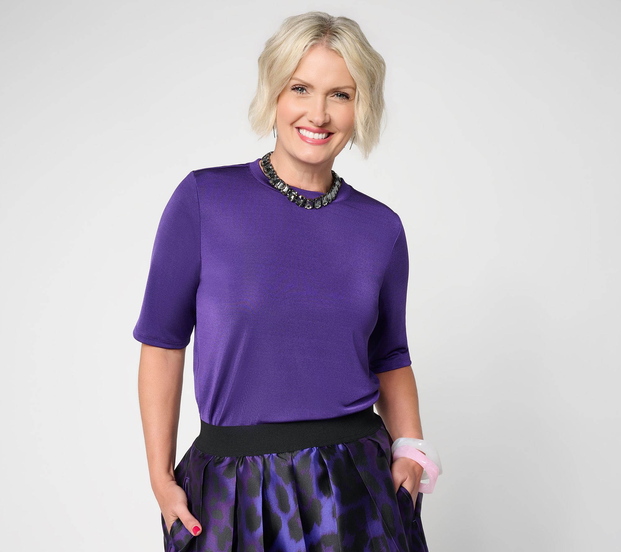 Carla Rockmore Collection Slinky Rib Crew Neck Top