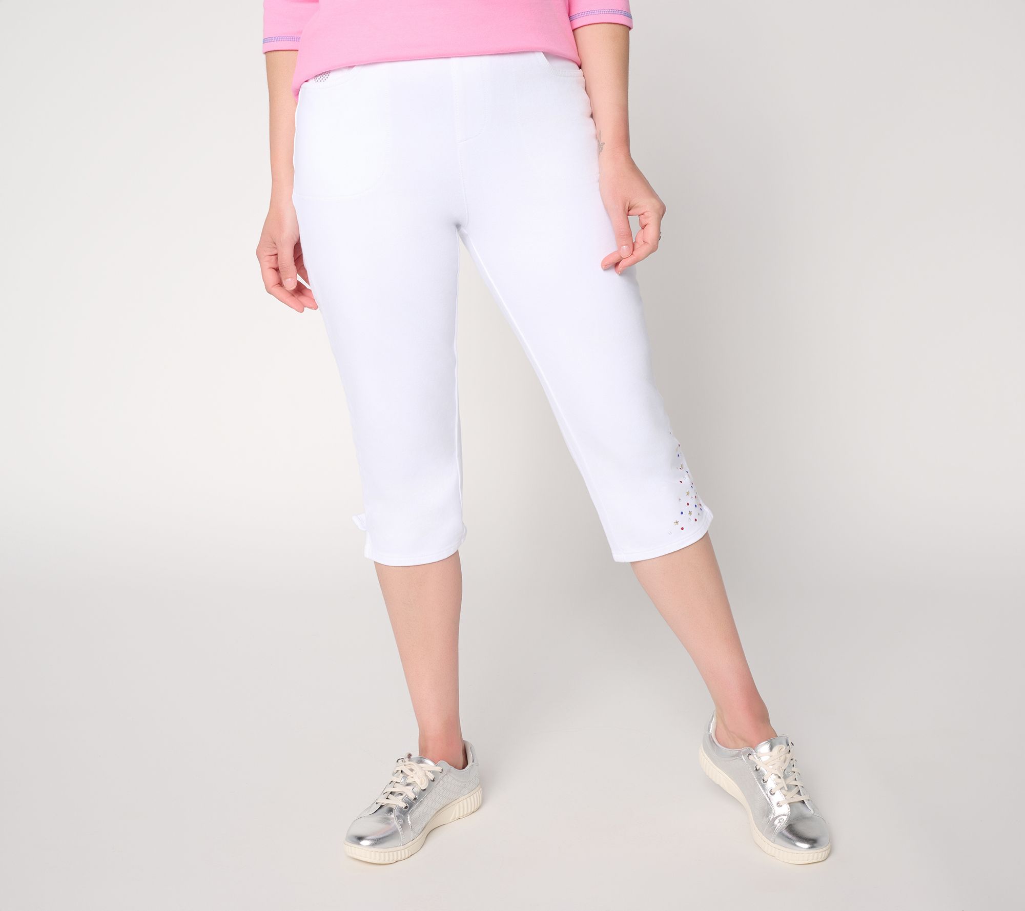 "As Is" Quacker Factory DreamJeannes Americana 19" Sparkle Capri