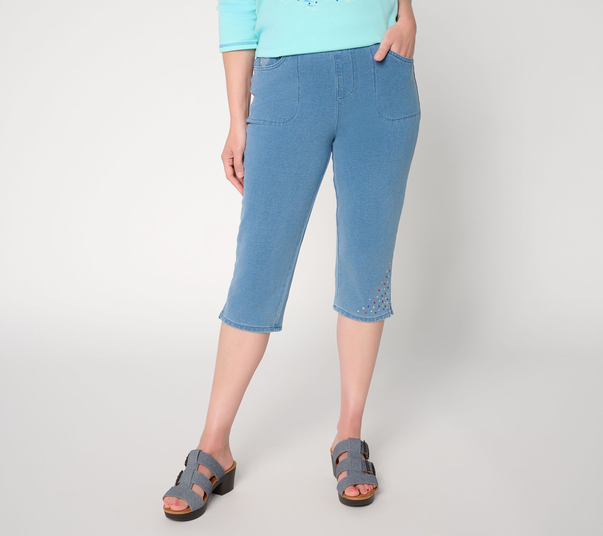 "As Is" Quacker Factory DreamJeannes Americana 19" Sparkle Capri
