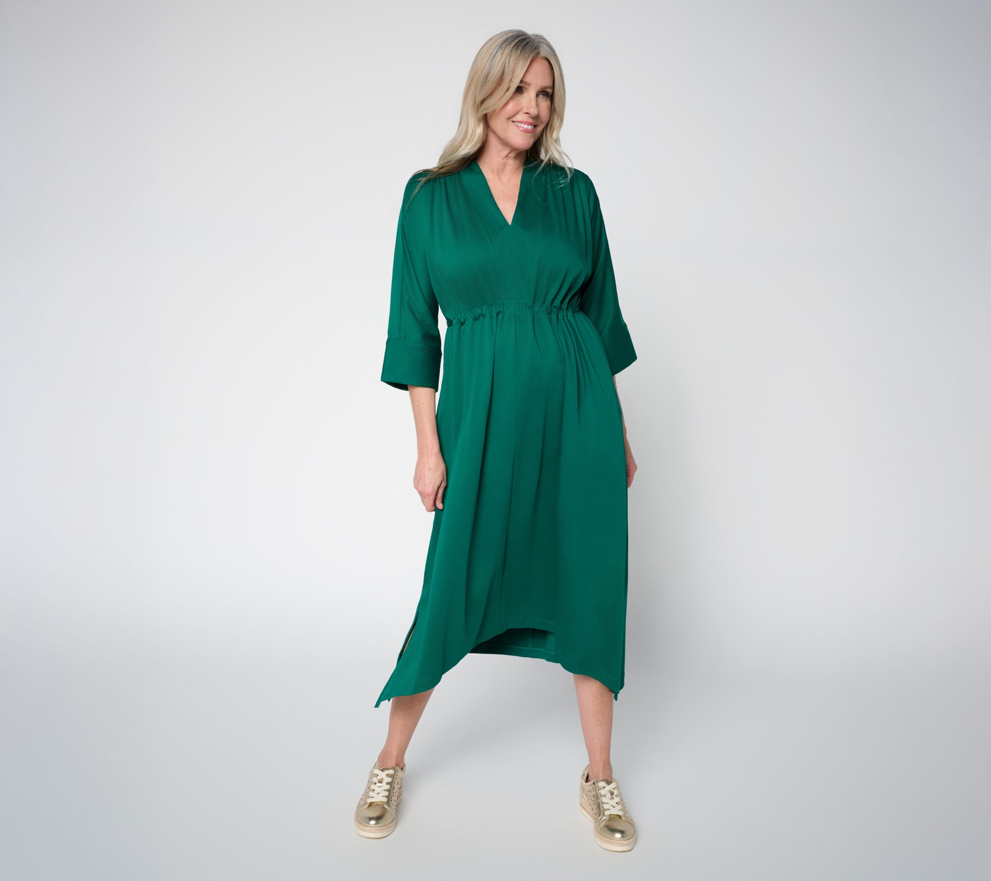 "As Is" Carla Rockmore Collection Pet Jersey Cinched Midi Dress