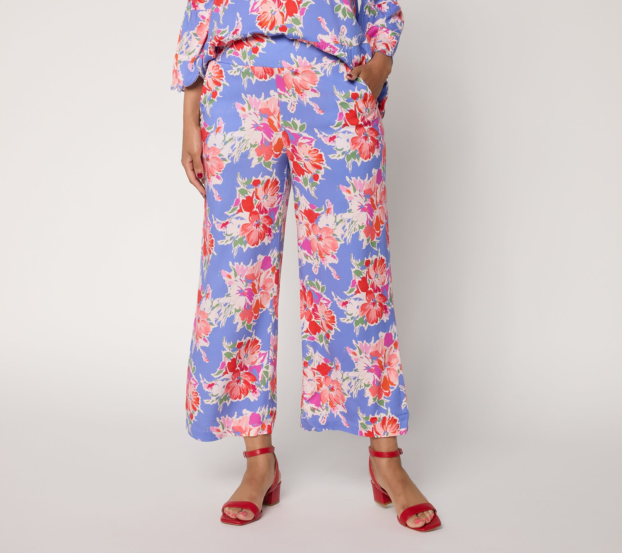 "As Is" nicole by Nicole Miller Petite Printed Stretch Cropped Pants