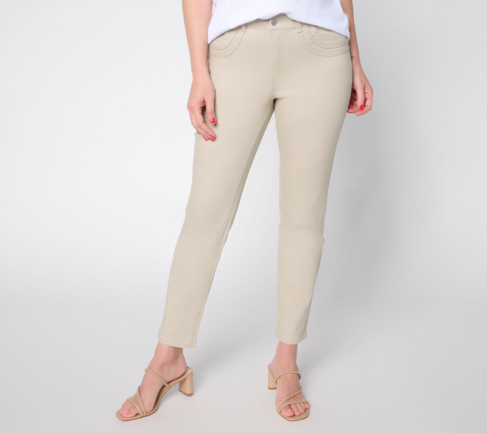 "As Is" Susan Graver Petite Stretch Denim Straight Leg Jeans