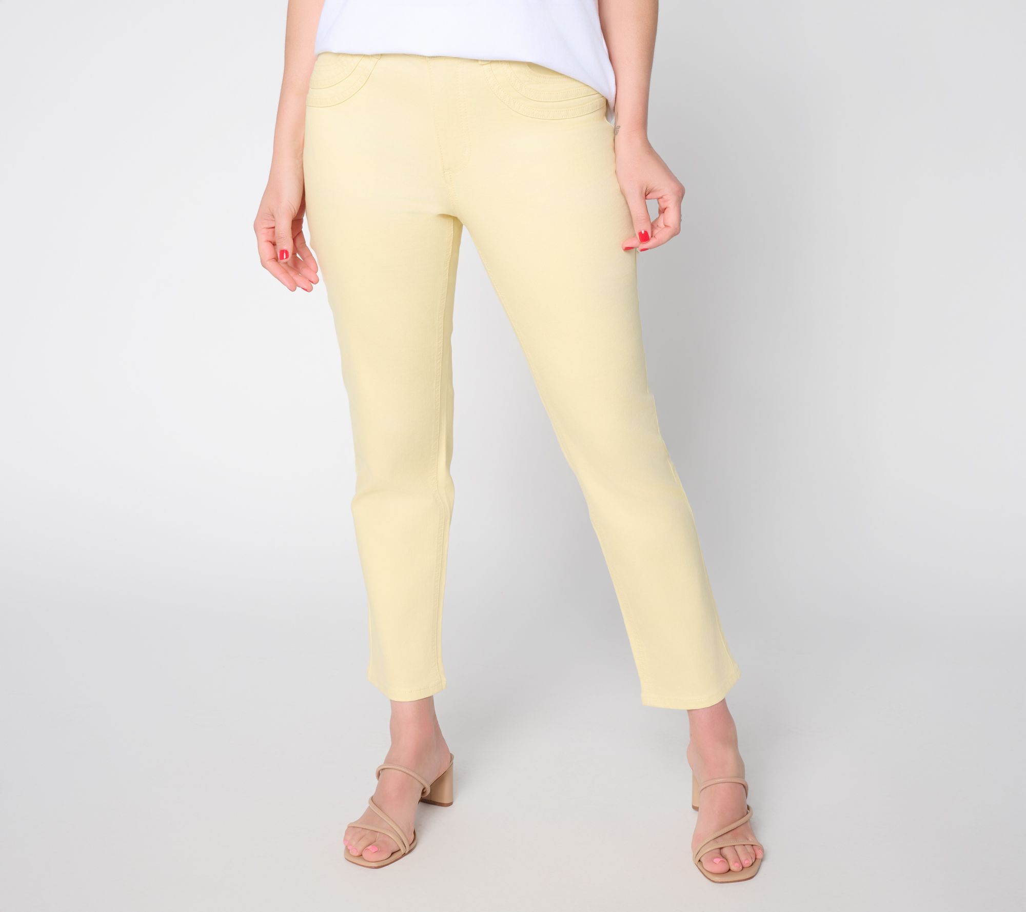 "As Is" Susan Graver Petite Stretch Denim Straight Leg Jeans