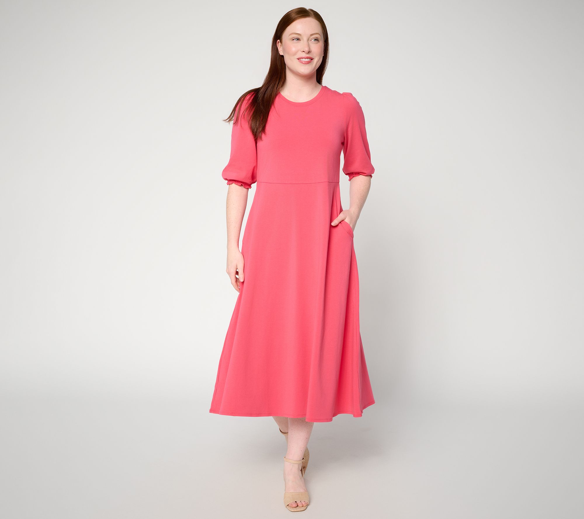 "As Is" Ree by the Pioneer Woman Reg Puff Sleeve Knit Midi Dress