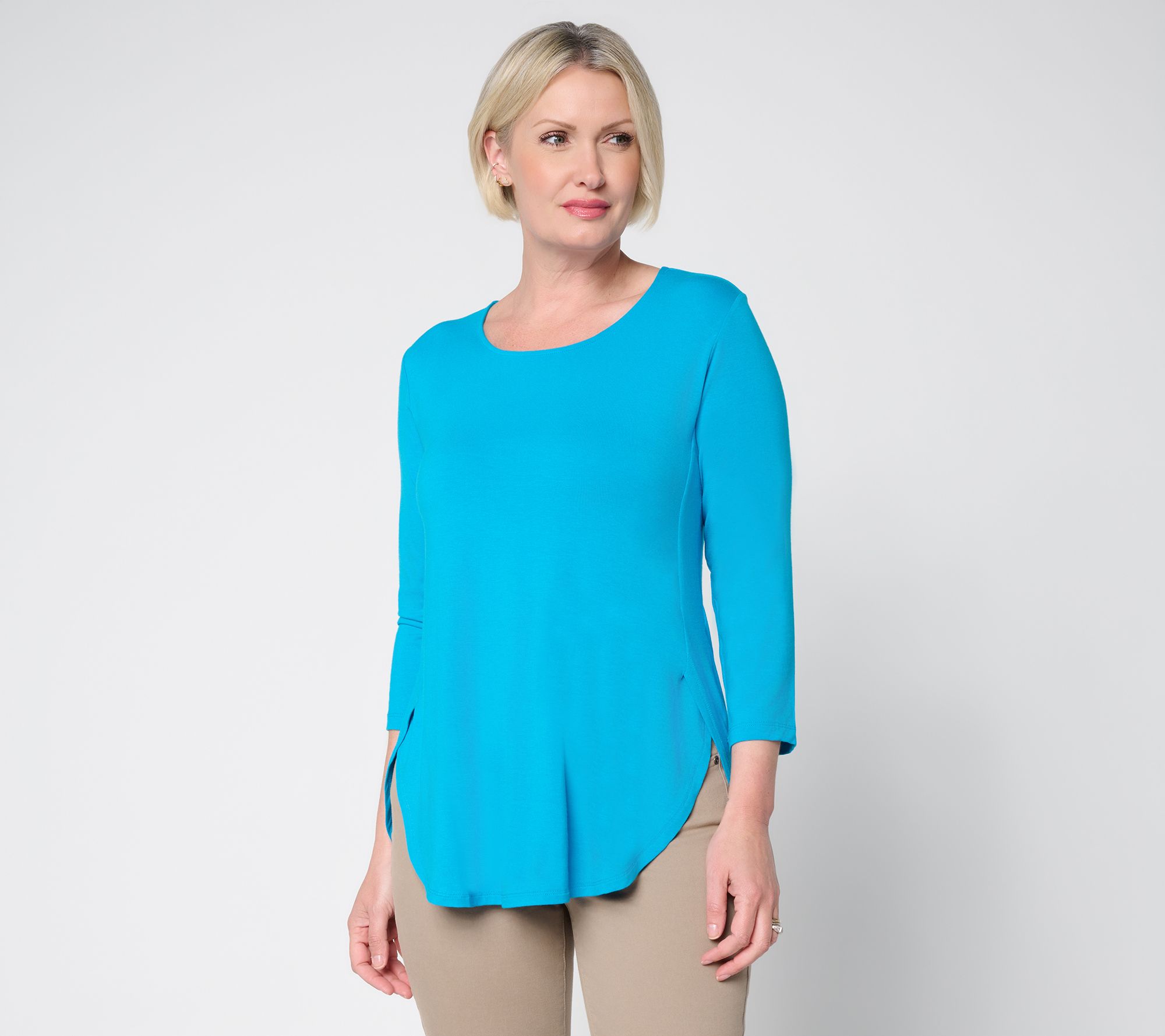"As Is" Susan Graver Essentials Rayon Knit Shirttail Tunic