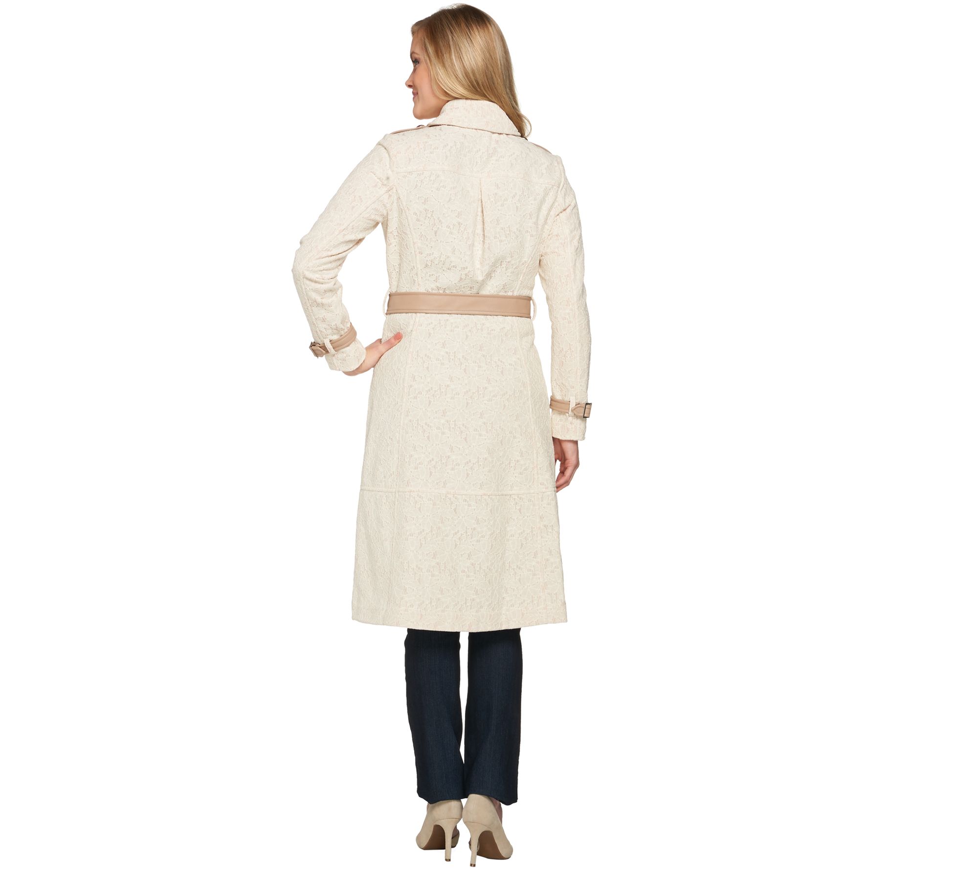 G.I.L.I. Belted Coated Lace Trench Coat - QVC.com
