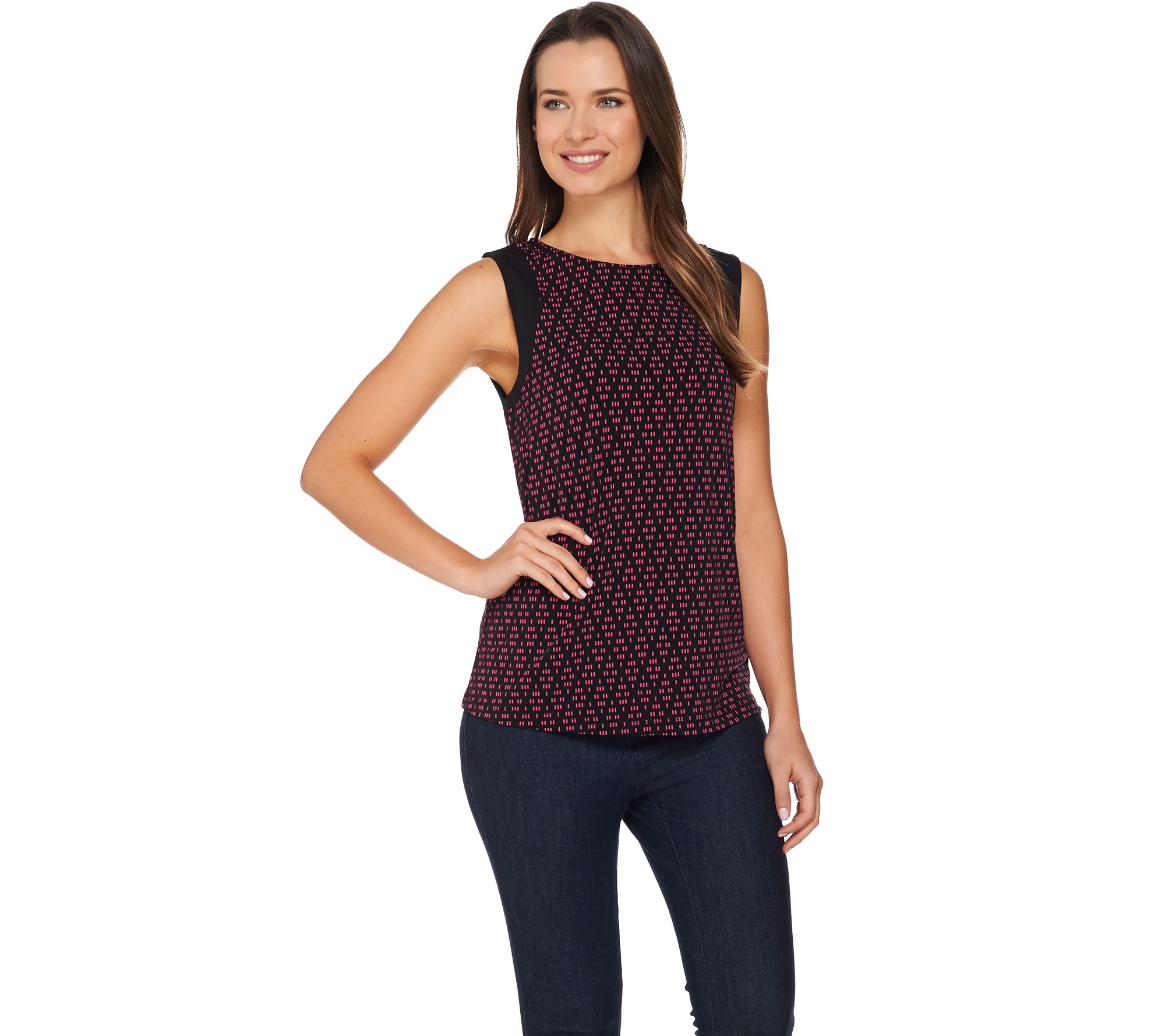 Susan Graver Printed Liquid Knit Sleeveless Top - Qvc.com