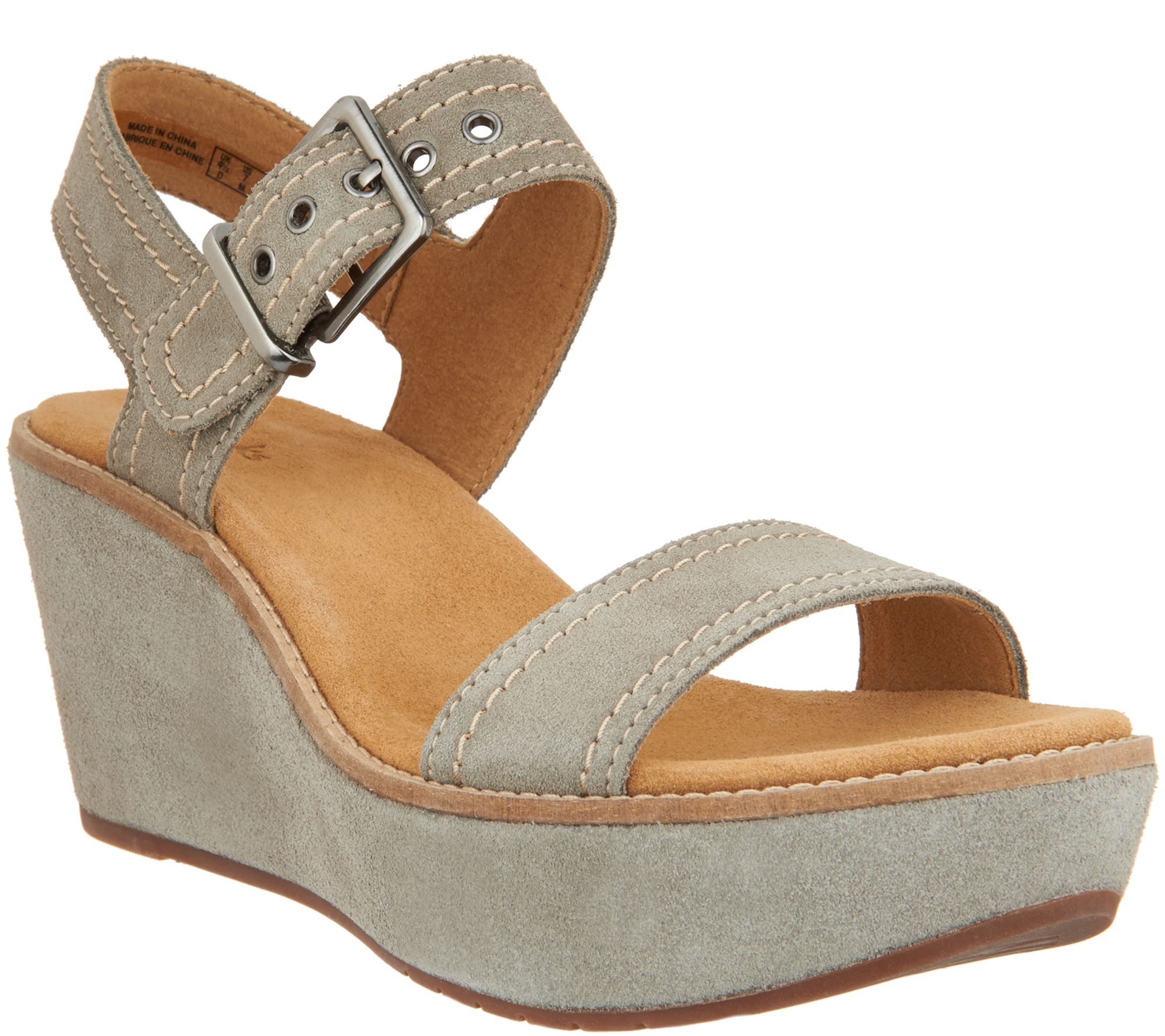 Clarks Artisan Suede Wedge Sandals - Aisley Orchid - Page 1 — QVC.com