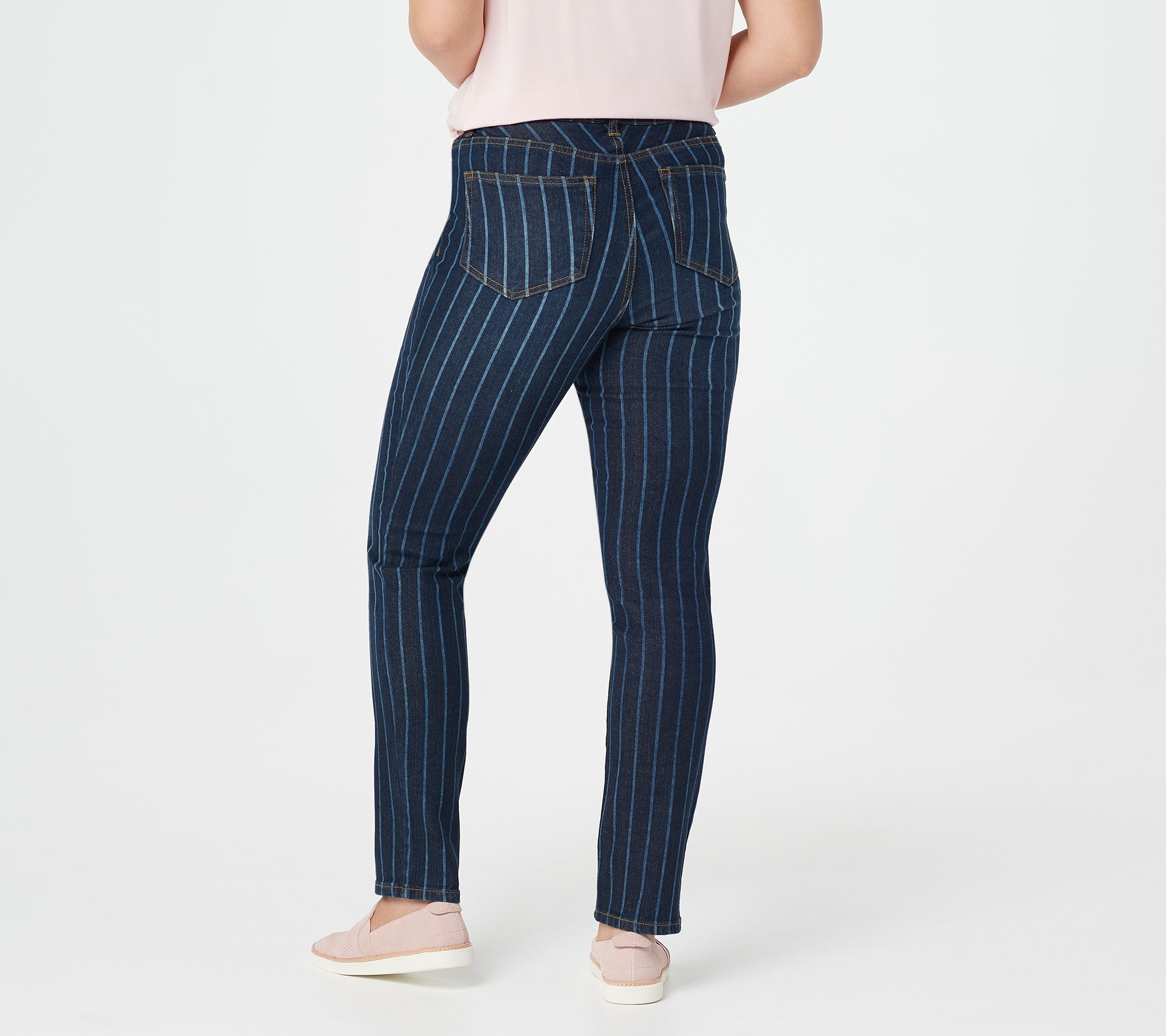 pinstripe denim jeans