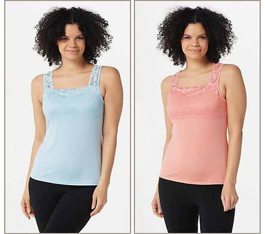 BREEZIES Reversible Lace Tanks SET of TWO A373802