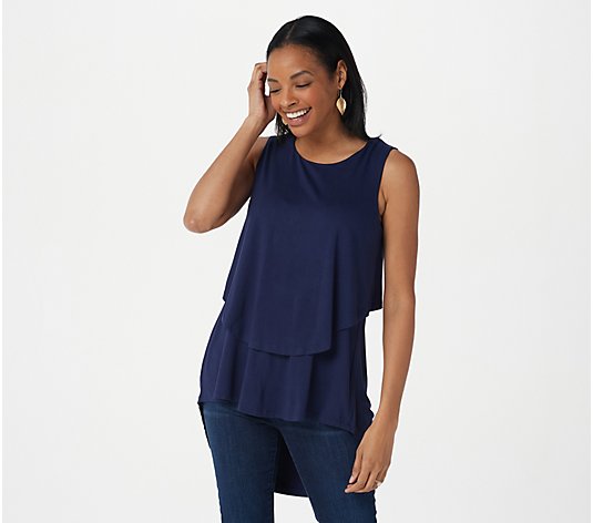 Truth + Style Knit Jersey High-Low Layered Sleeveless Top