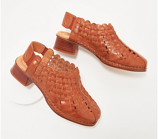 Pikolinos Leather Basket Weave Heeled Shoes - Romana
