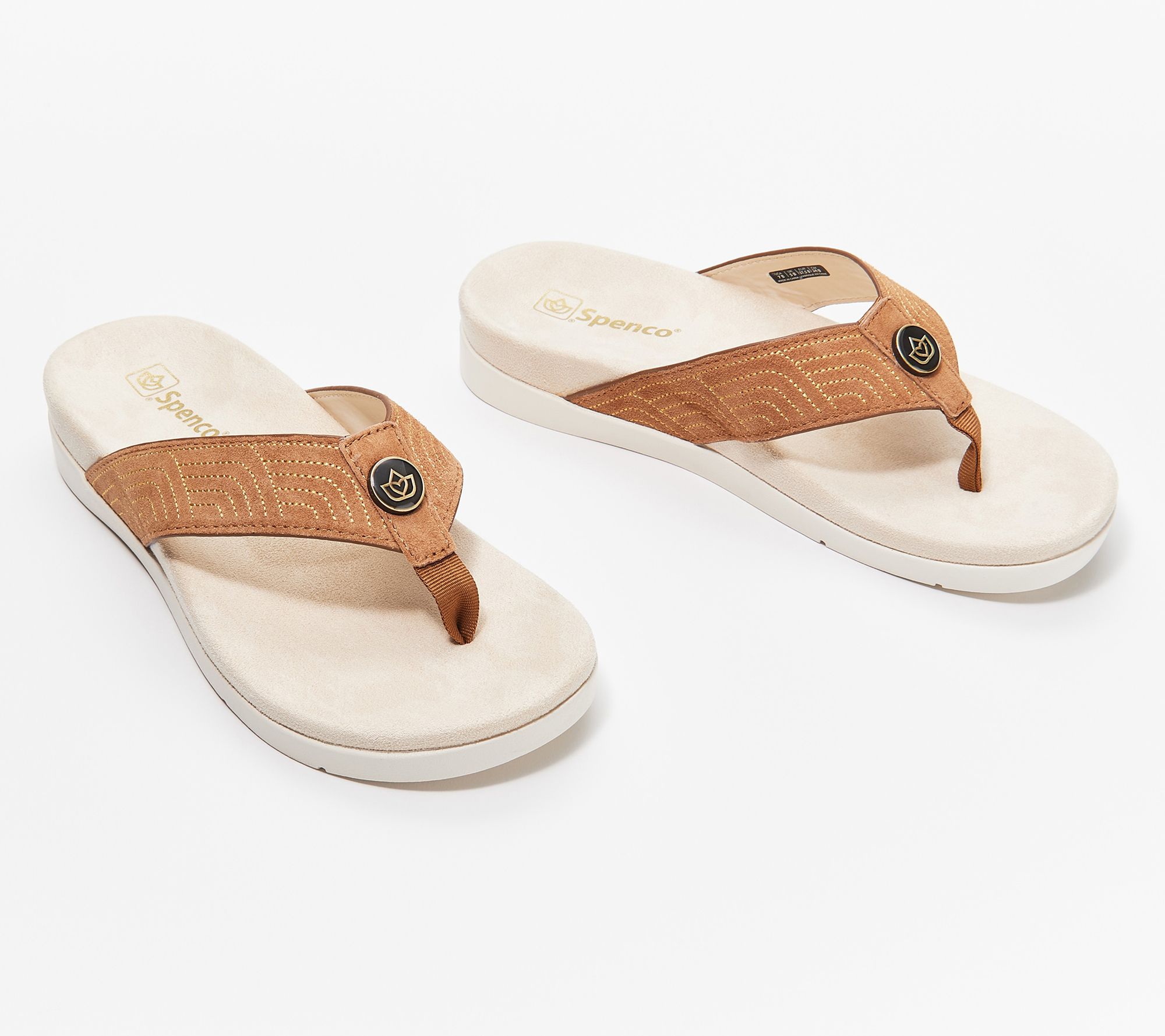 Spenco Orthotic Leather Thong Sandals - Laguna Ellie - QVC.com