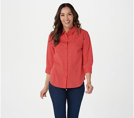 Joan Rivers 3/4 Sleeve Connect The Dots Striped Shirt