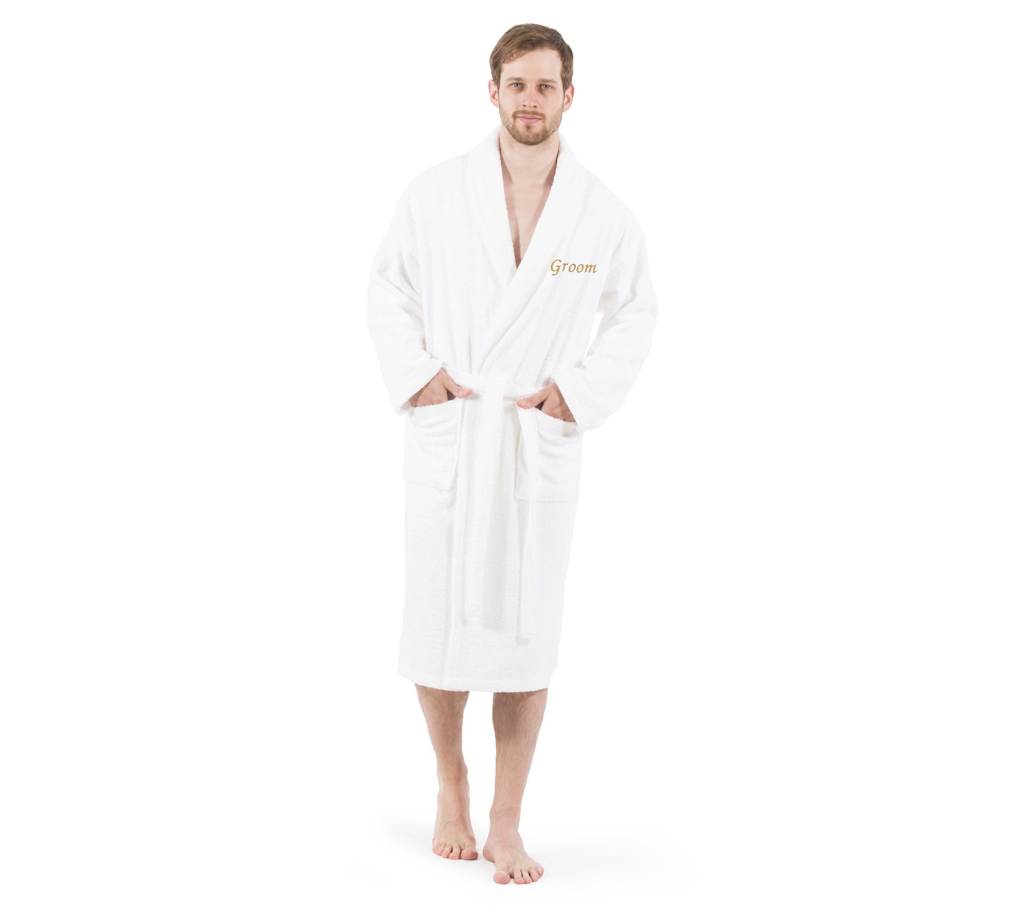 Linum Home Textiles "Groom" Embroidered Terry Bathrobe