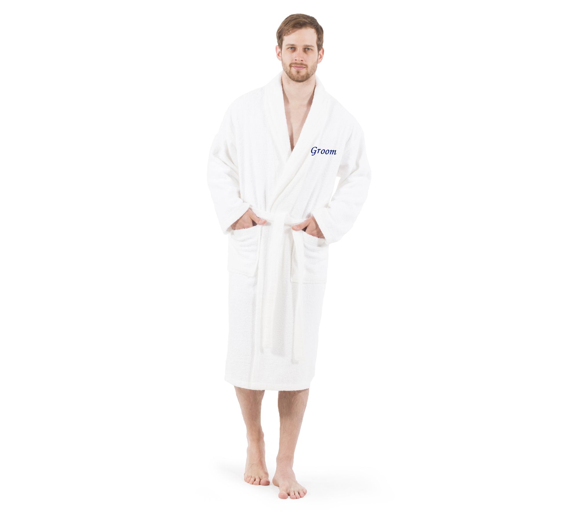 Linum Home Textiles "Groom" Embroidered Terry Bathrobe