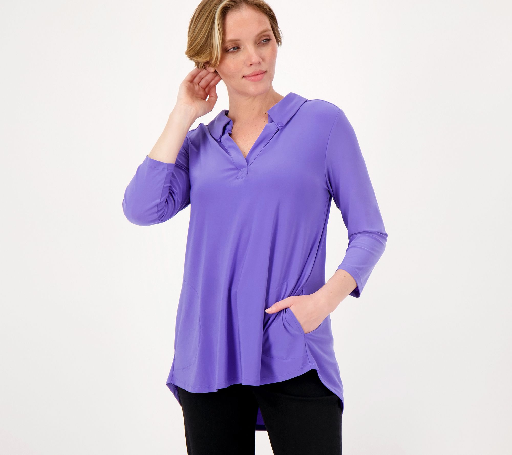Attitudes by Renee Regular Como Jersey Smock Back Tunic
