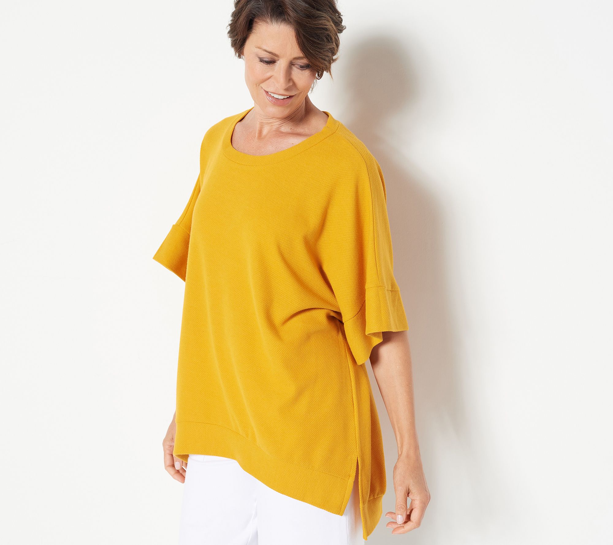 "As Is" Attitudes by Renee Petite Solid or Stripe Batwing Tunic