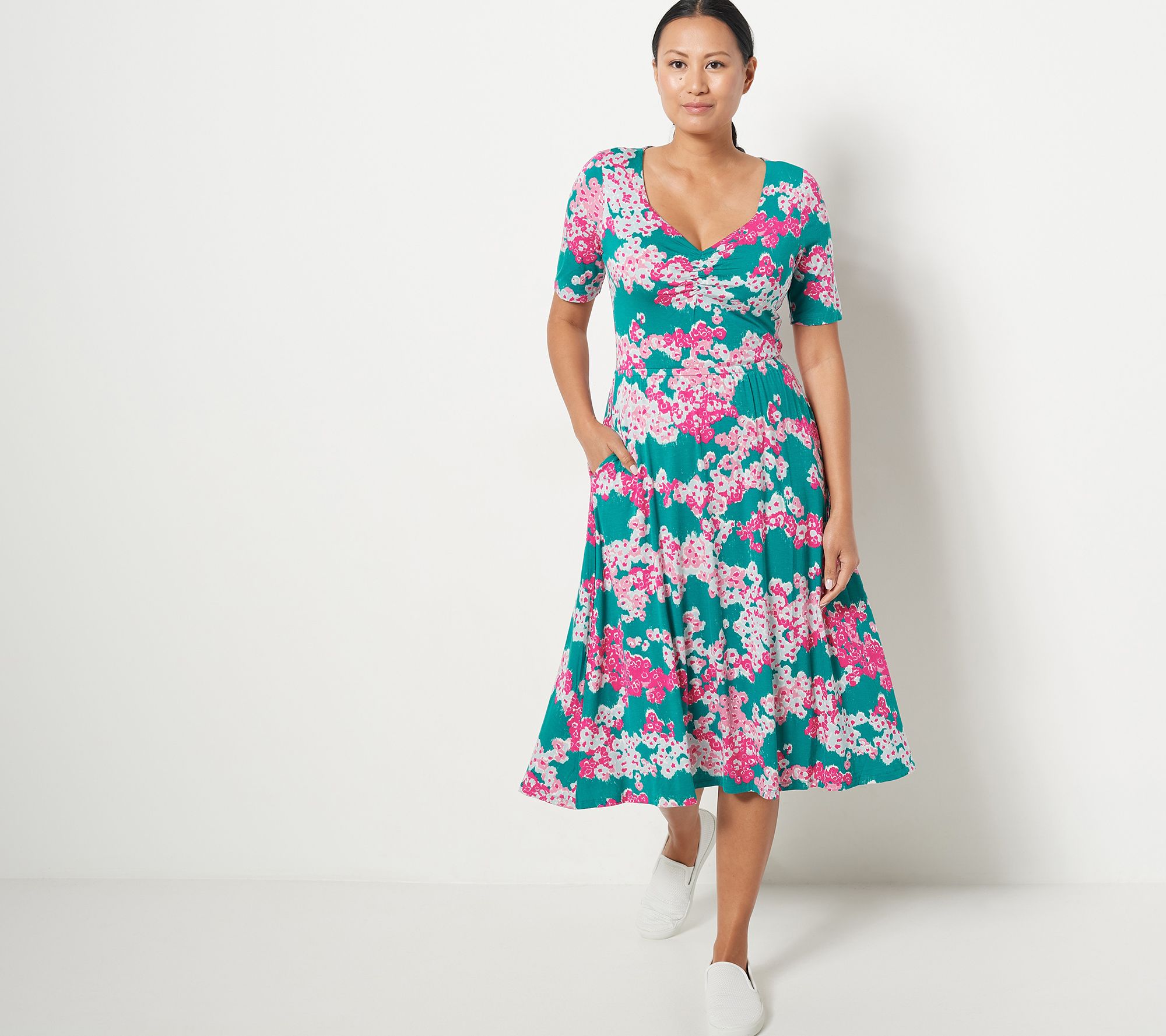 J Jason Wu Regular Print or Solid Sweetheart Neck Knit Midi Dress