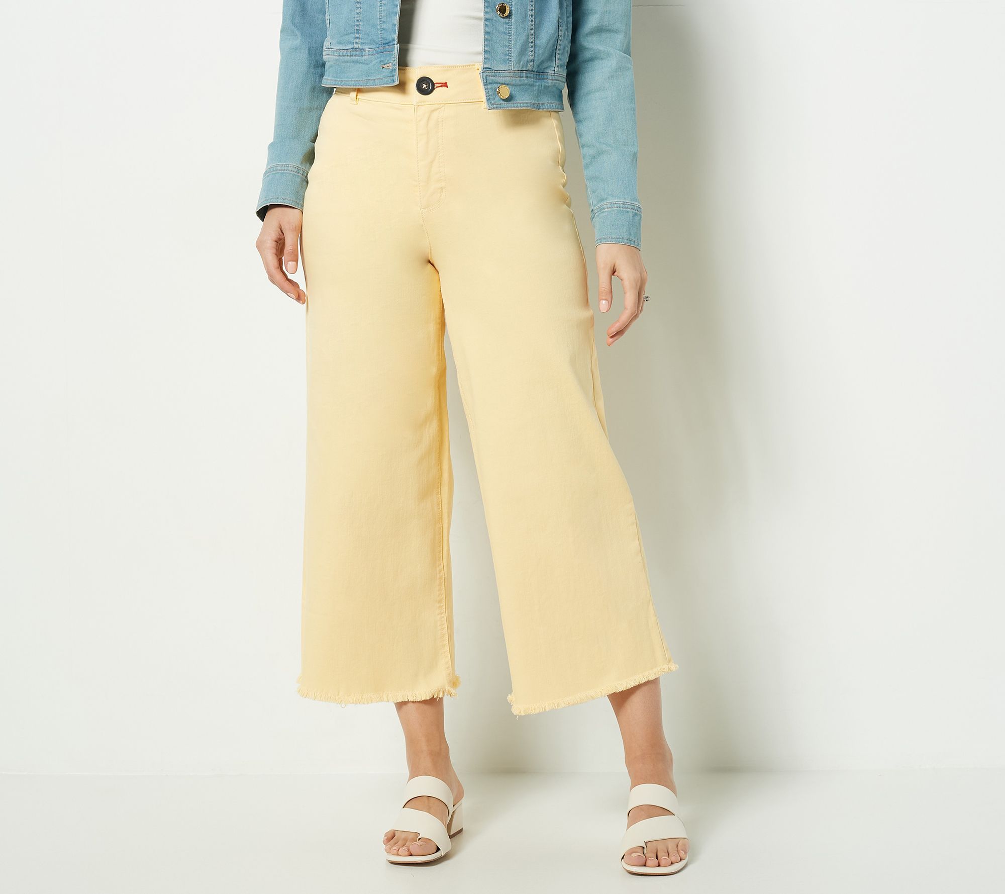 As Is Peace Love World Petite Cropped Raw Edge Jeans
