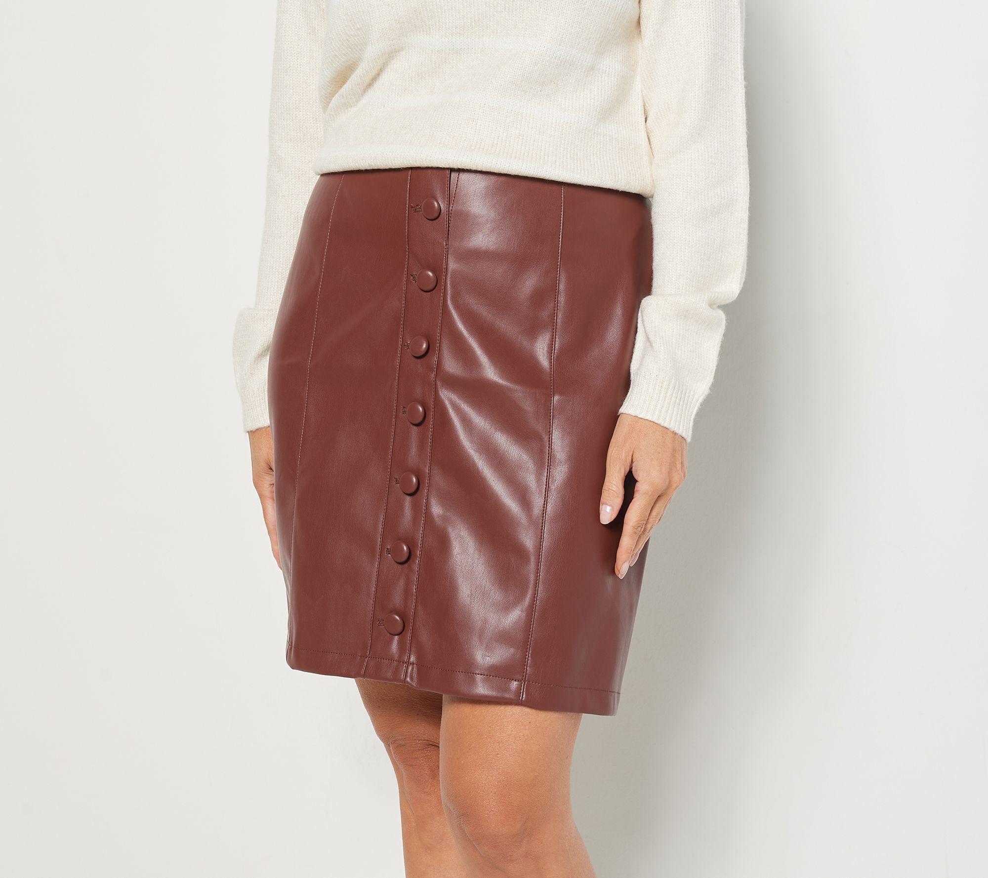 burgundy leather skirt qvc