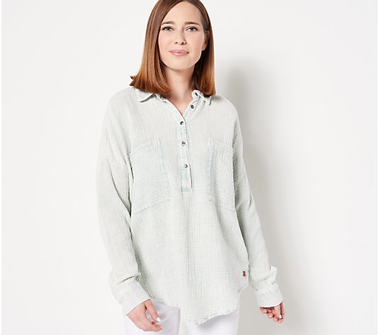 Peace Love World Washed Gauze Pullover Blouse
