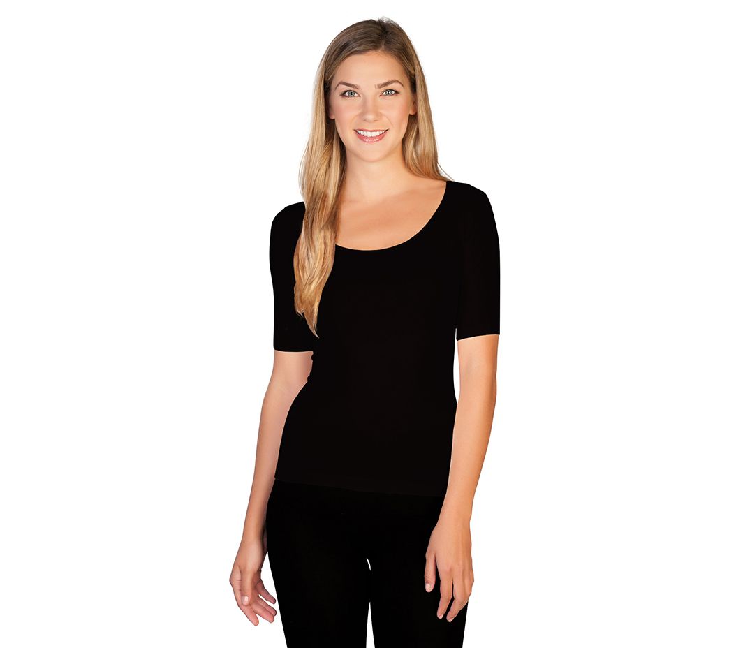 Skinnytees Missy Reversible 1/2 Sleeve Scoop Neck