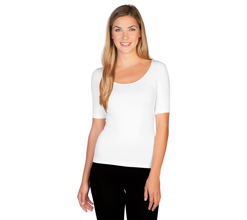 Skinnytees Missy Reversible 1/2 Sleeve Scoop Neck