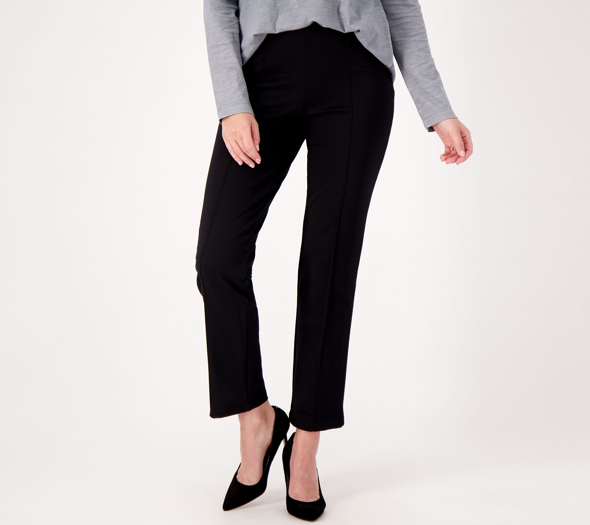 LOGO by Lori Goldstein Petite Ponte Knit Straight Leg Pants