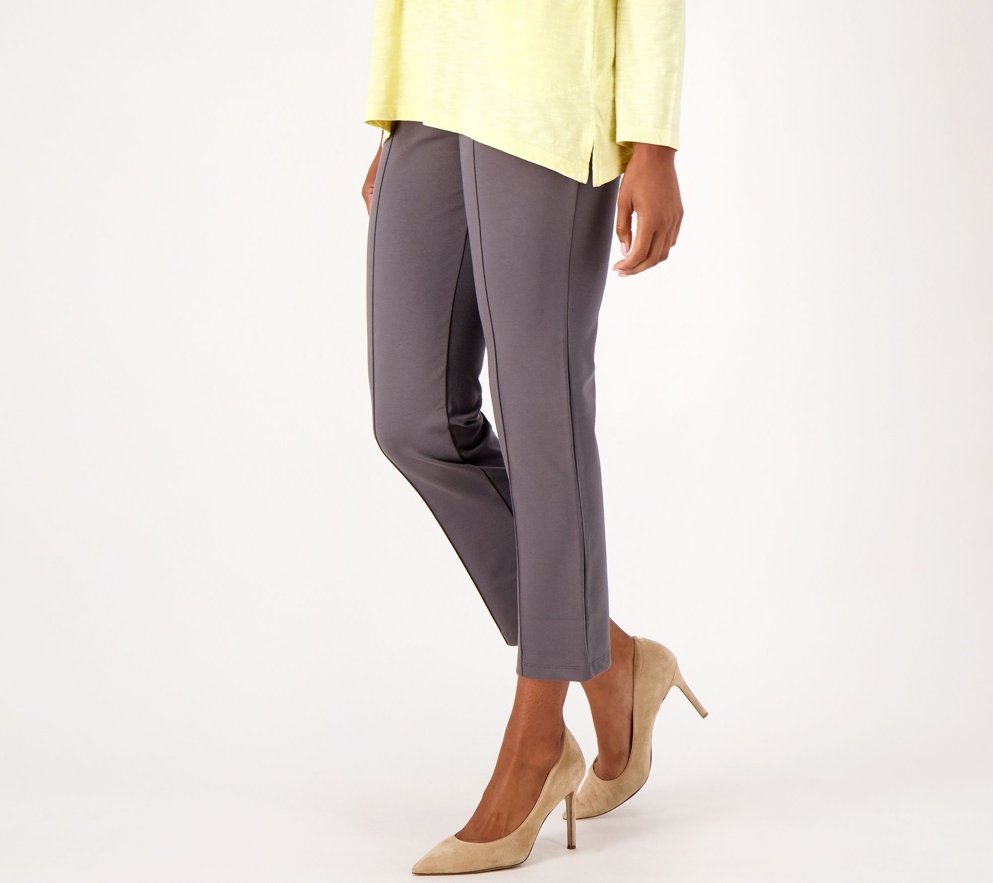 LOGO by Lori Goldstein Petite Ponte Knit Straight Leg Pants