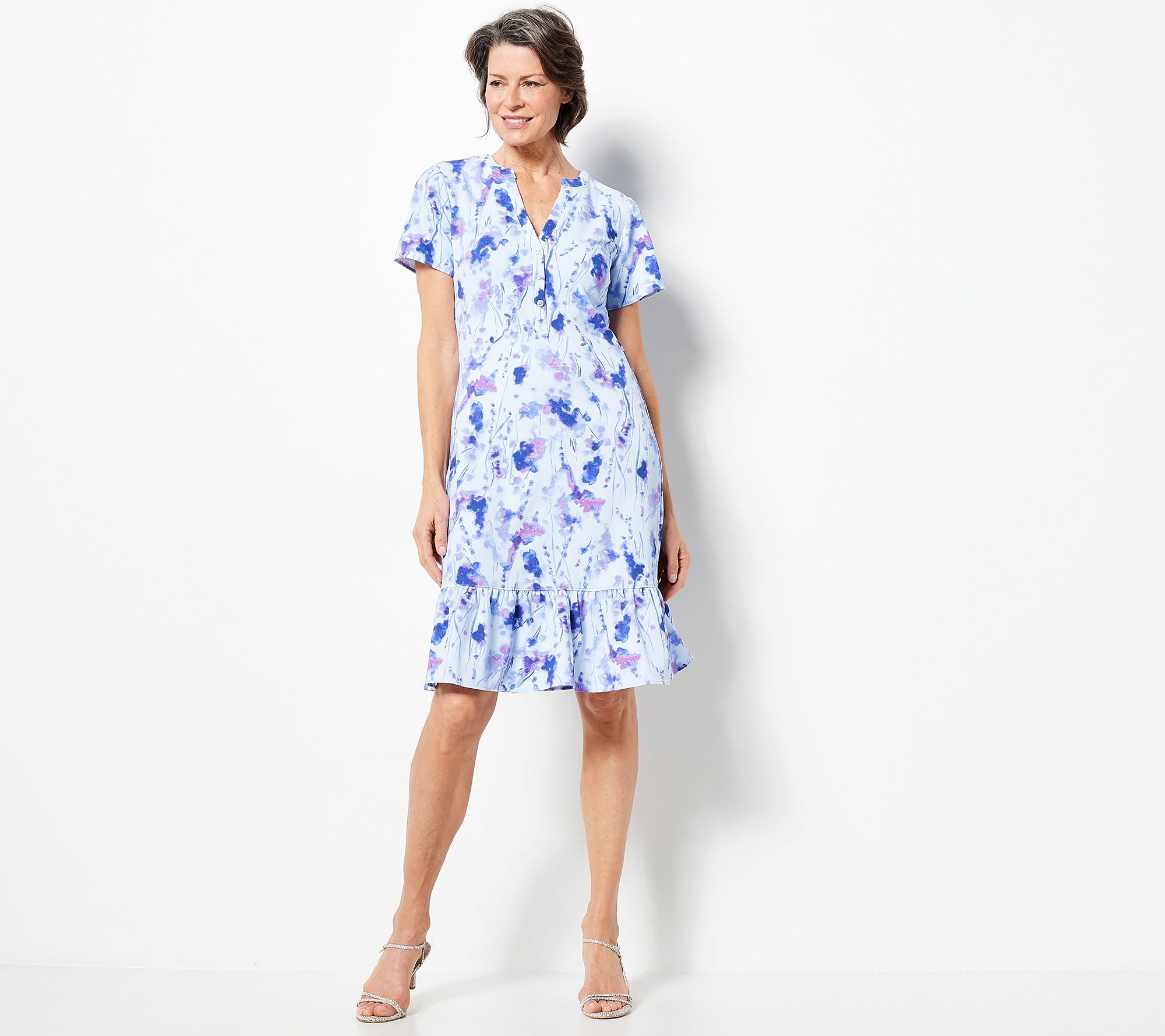 "As Is" Isaac Mizrahi Live! Regular Printed Pebble Knit Dress