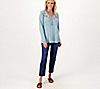Denim & Co. Canyon Retreat Cotton Slub Embroidered Henley Knit Top, 2 of 4