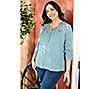 Denim & Co. Canyon Retreat Cotton Slub Embroidered Henley Knit Top, 4 of 4