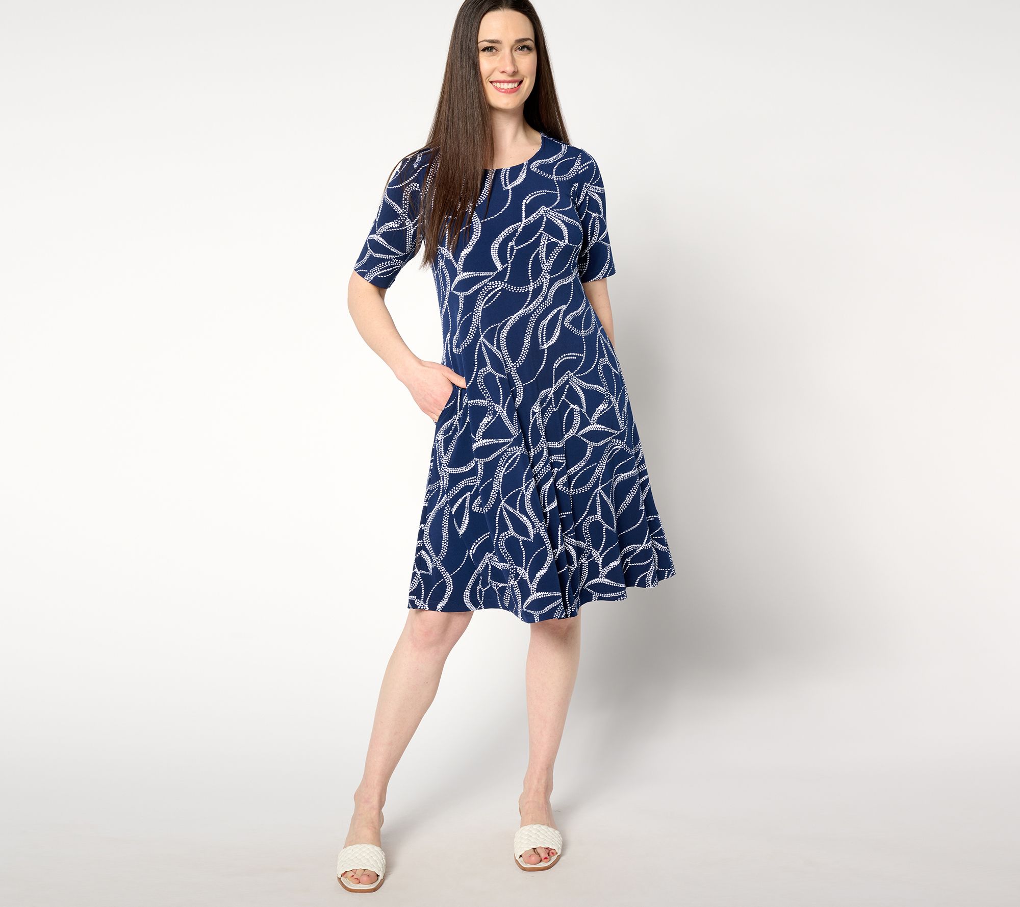 Susan Graver Petite Liquid Knit Fit & Flare Dress