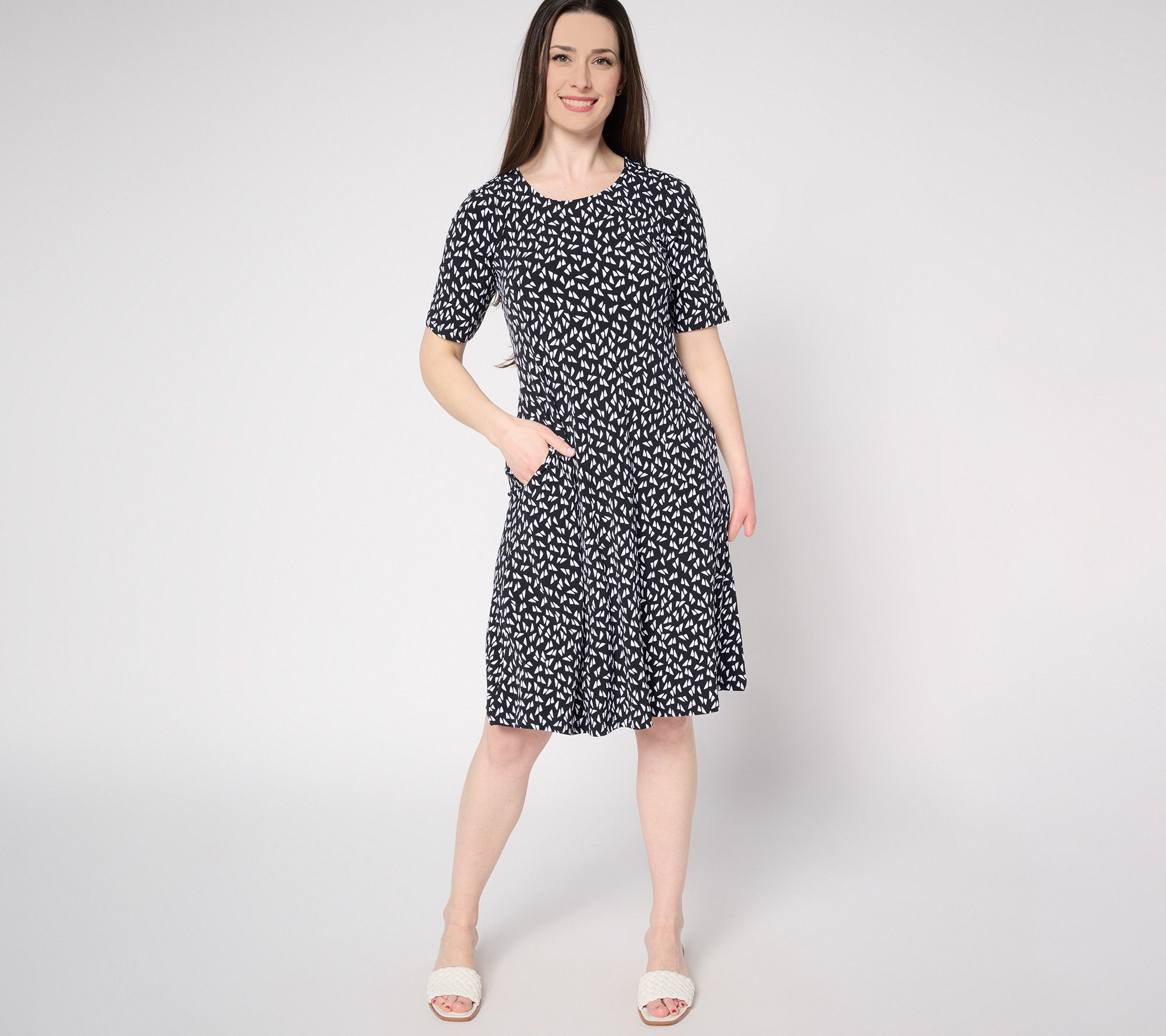 Susan Graver Petite Liquid Knit Fit & Flare Dress