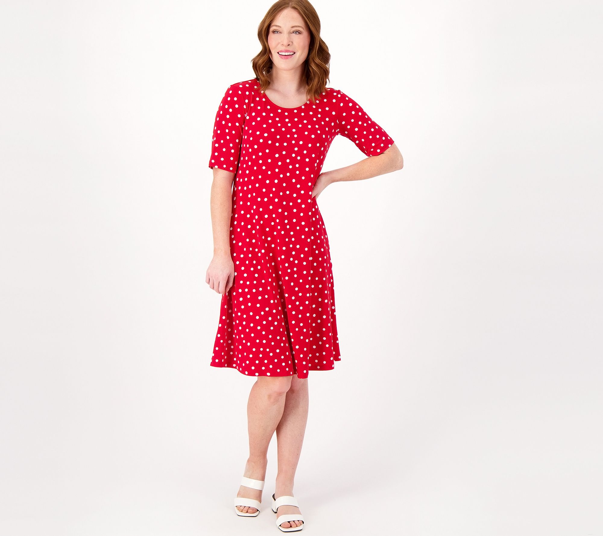 Susan Graver Petite Liquid Knit Fit & Flare Dress