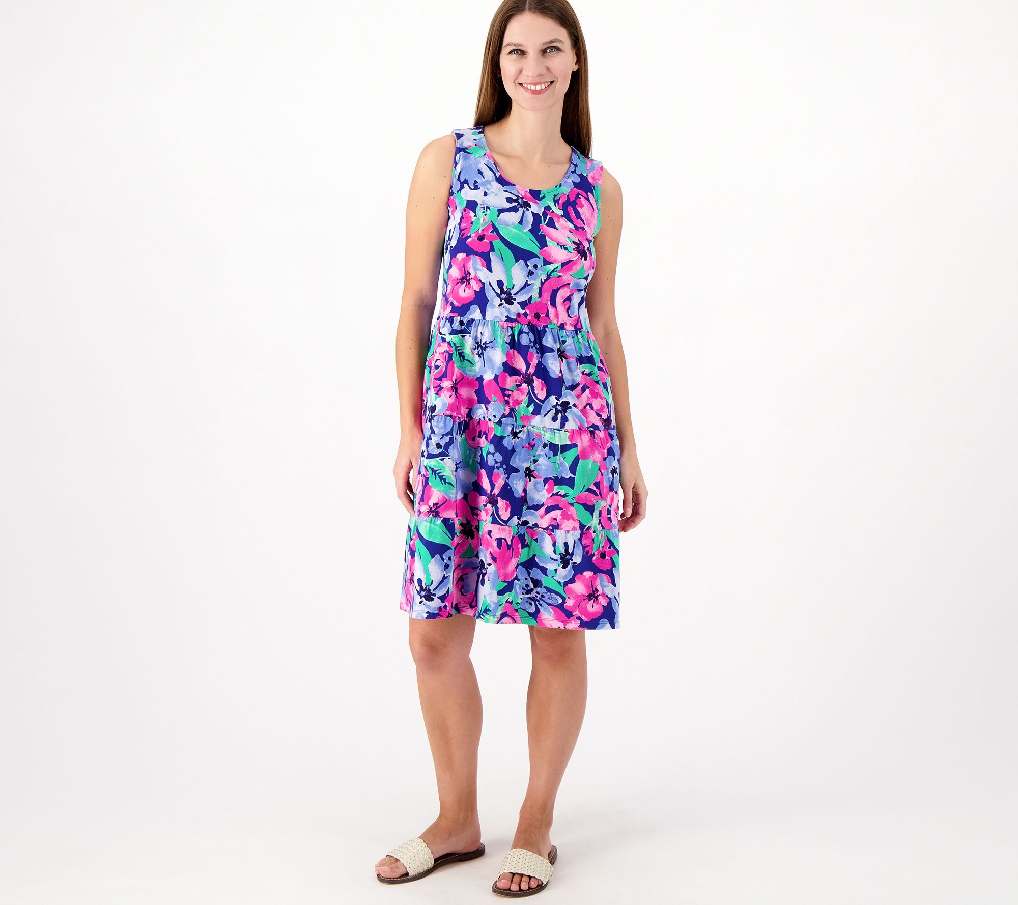 Denim & Co. Printed Favorite Jersey ScoopNeck Swing Tank Dress