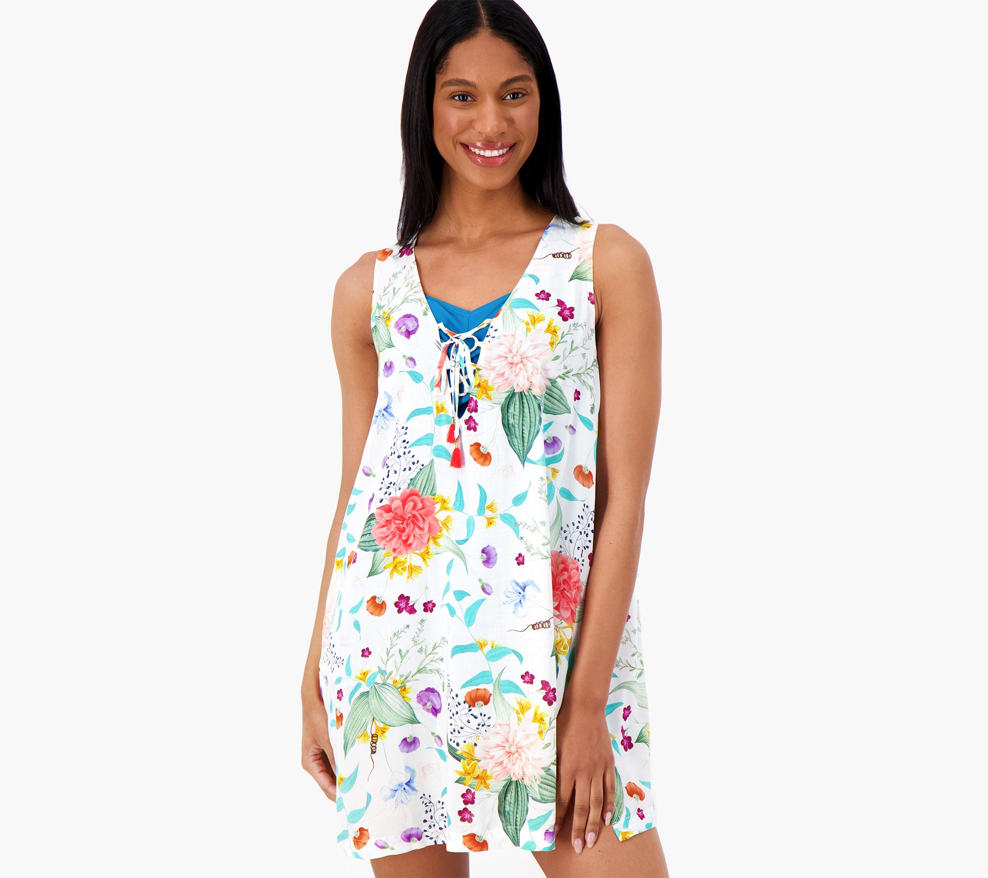 Jantzen Sleeveless Lace Up Woven Cover-Up Dress