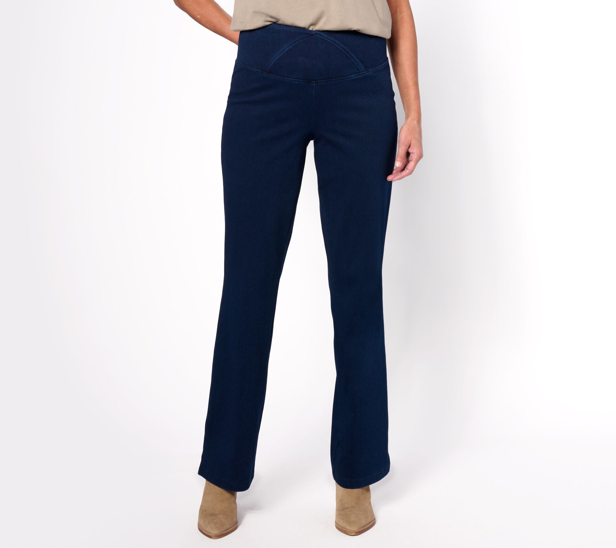 Women with Control Petite Elite Prime Stretch Denim Flare Pants