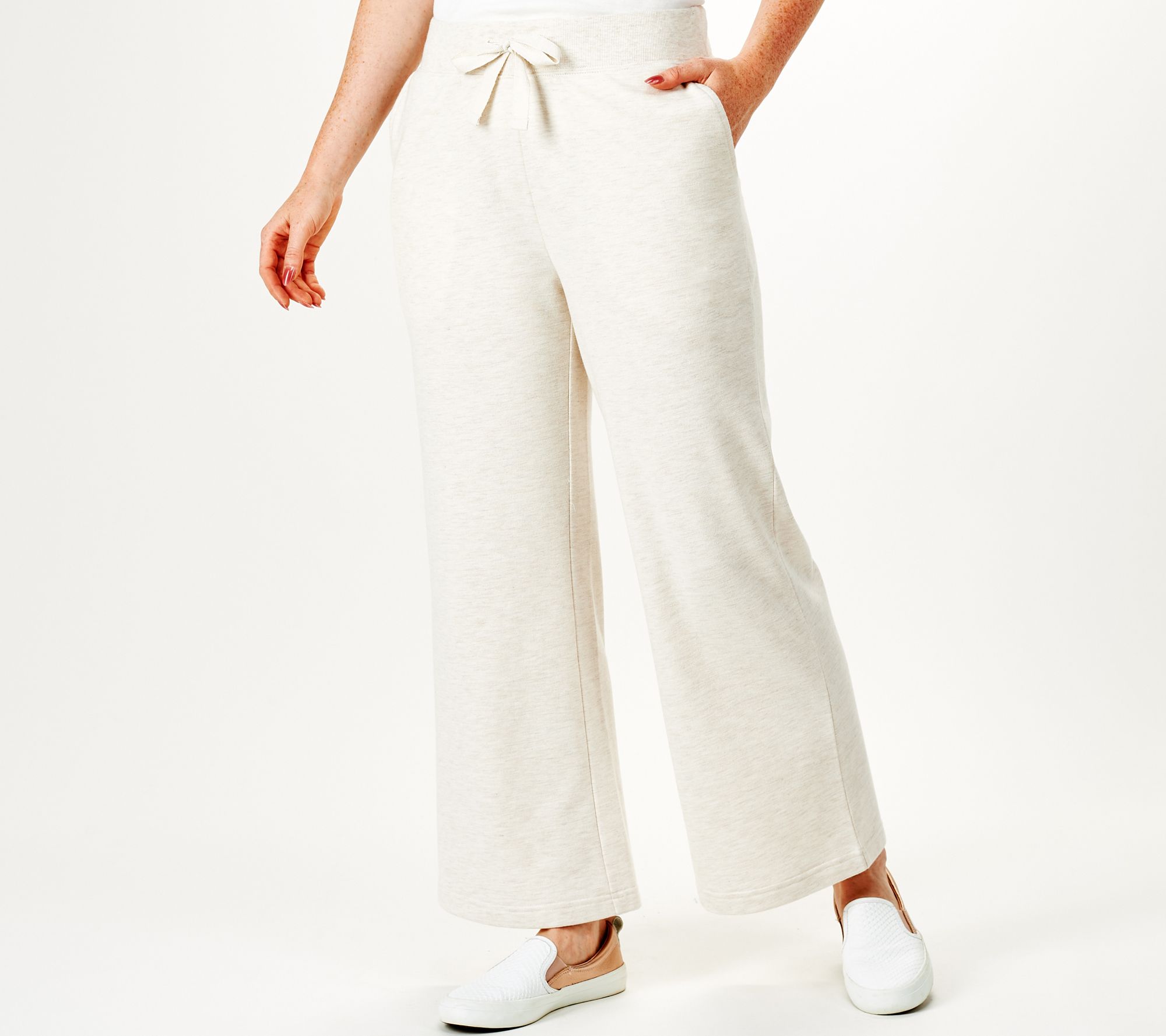 "As Is" Encore by Idina Menzel Regular Fleece Wide Leg Pants