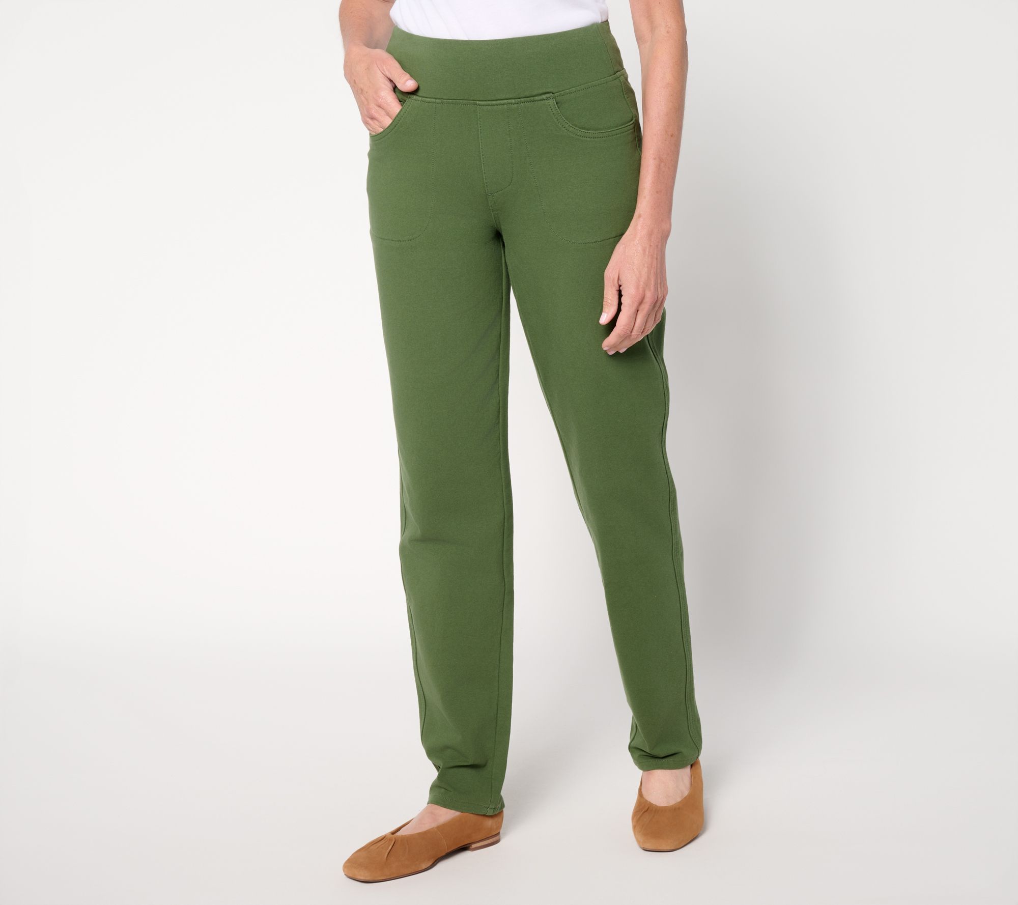 Quacker Factory DreamJeanne Short Flat Waistband Straight Leg