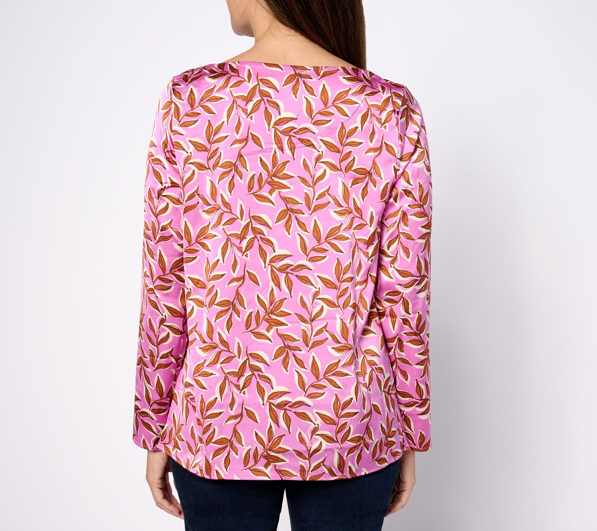 Denim & Co. Printed Woven Blouse with Side Slits