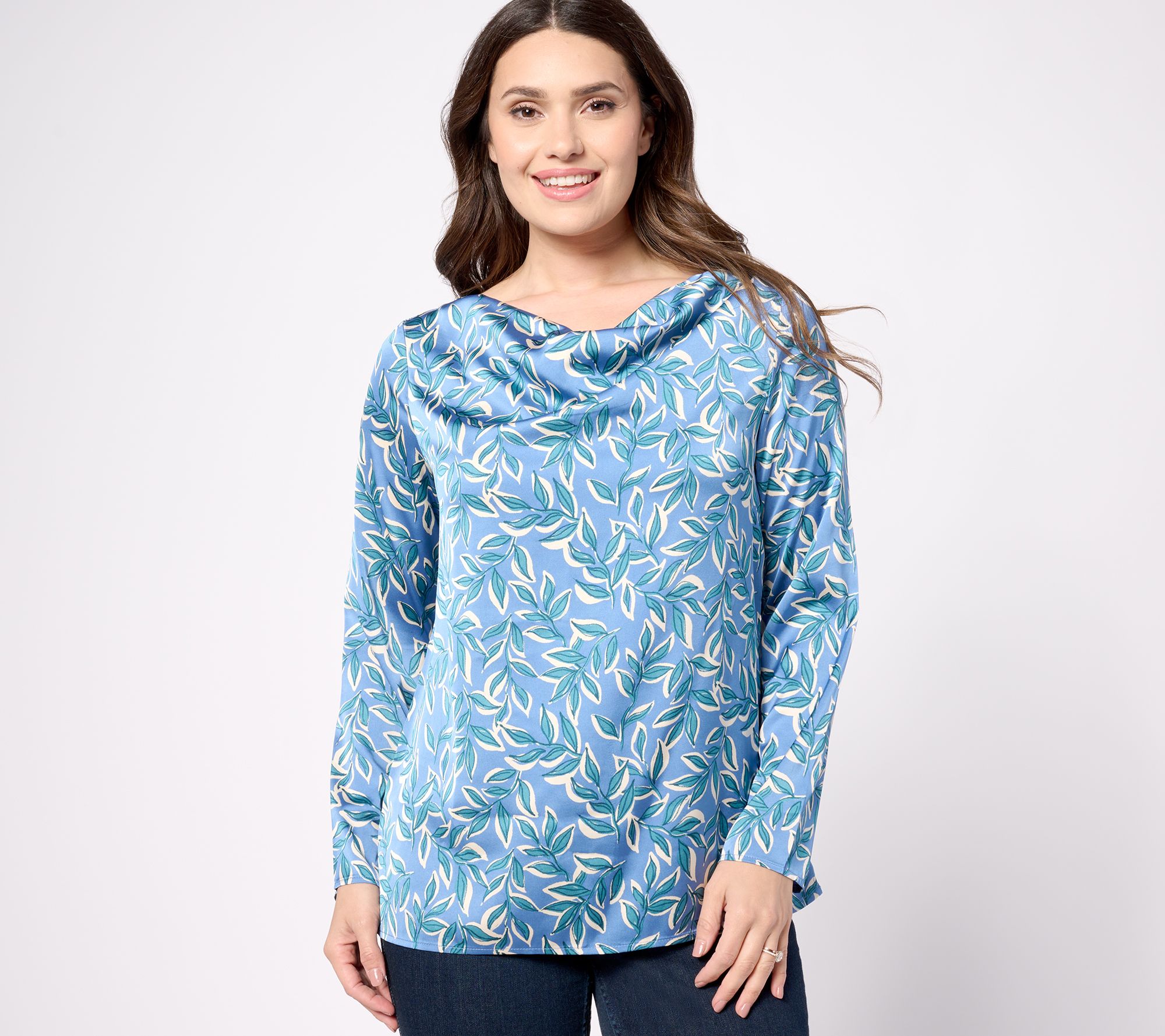 Denim & Co. Printed Woven Blouse with Side Slits