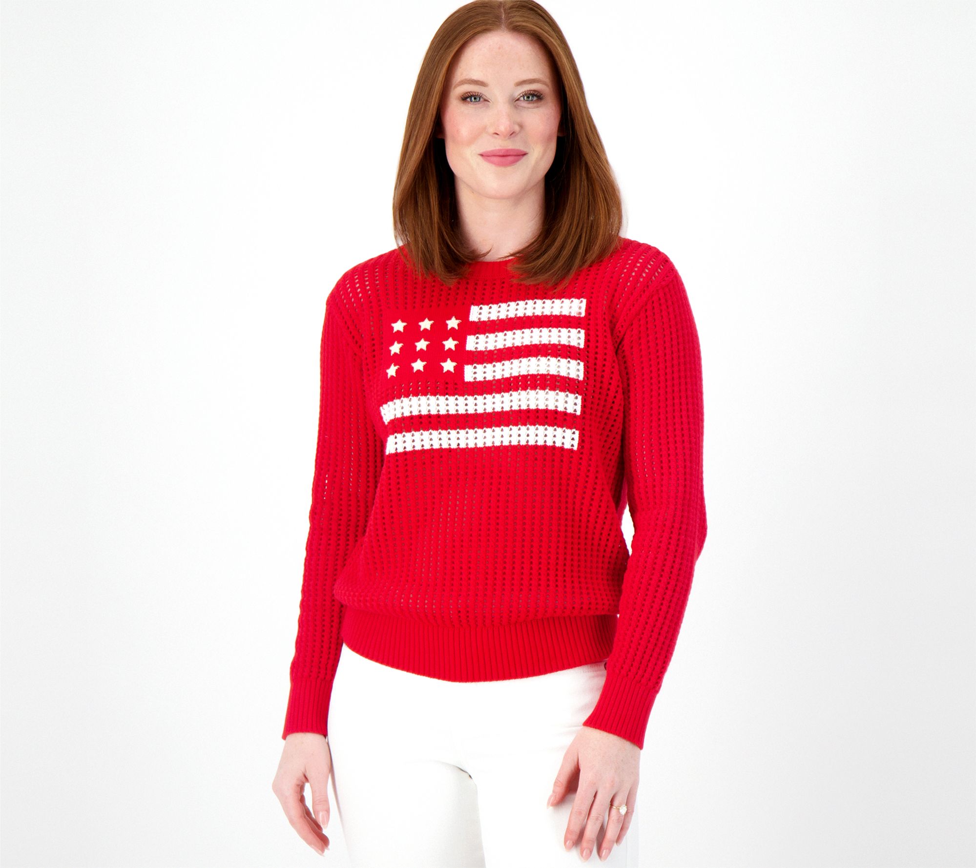 "As Is" Joan Rivers American Flag Cotton Sweater