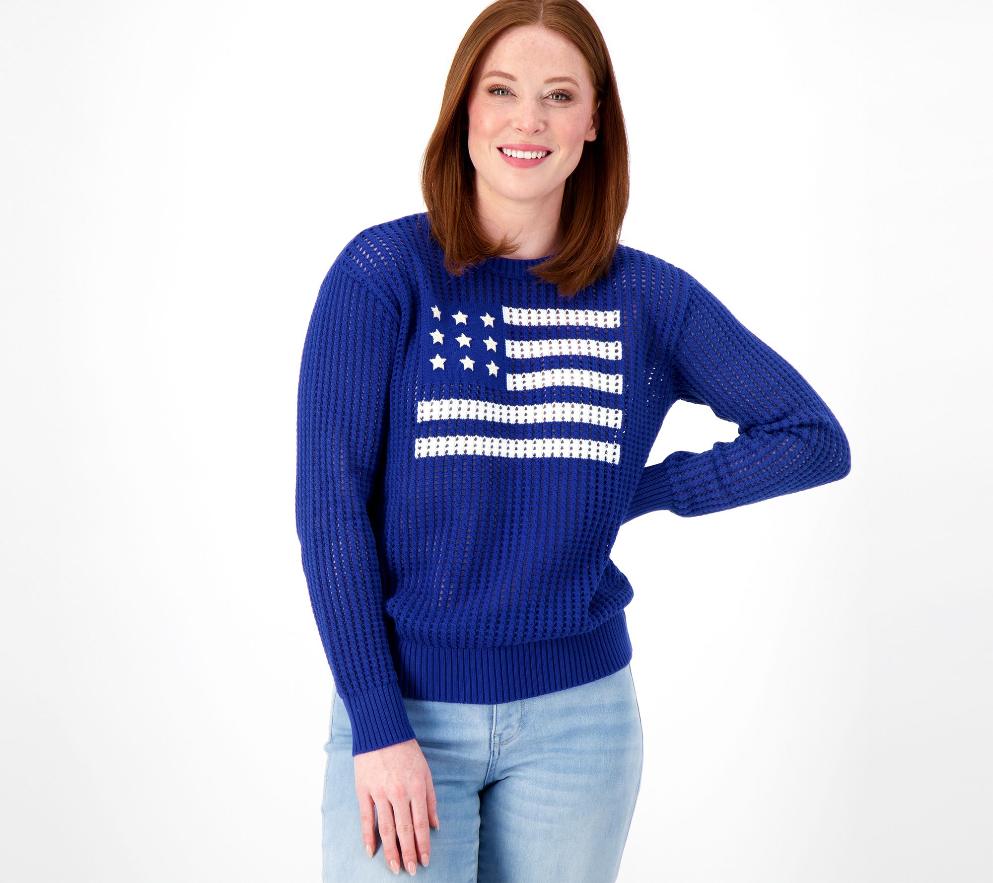 "As Is" Joan Rivers American Flag Cotton Sweater