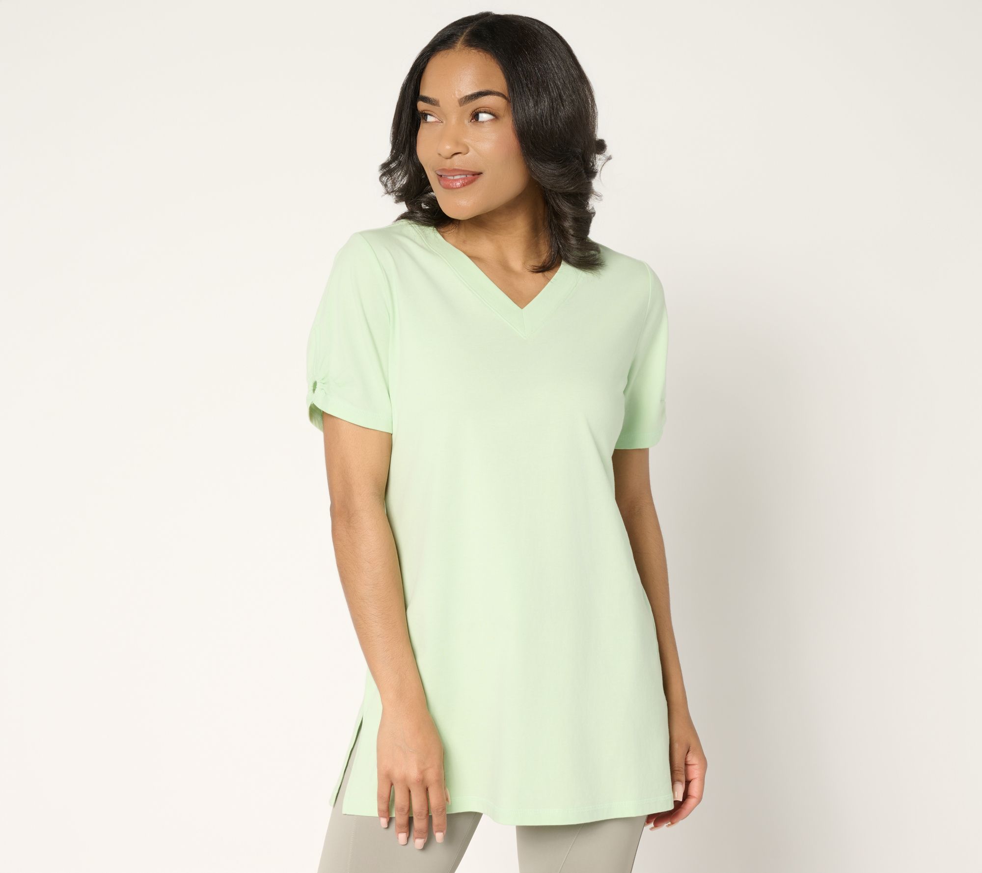 Denim & Co. Active Regular Jersey Short Sleeve Tunic