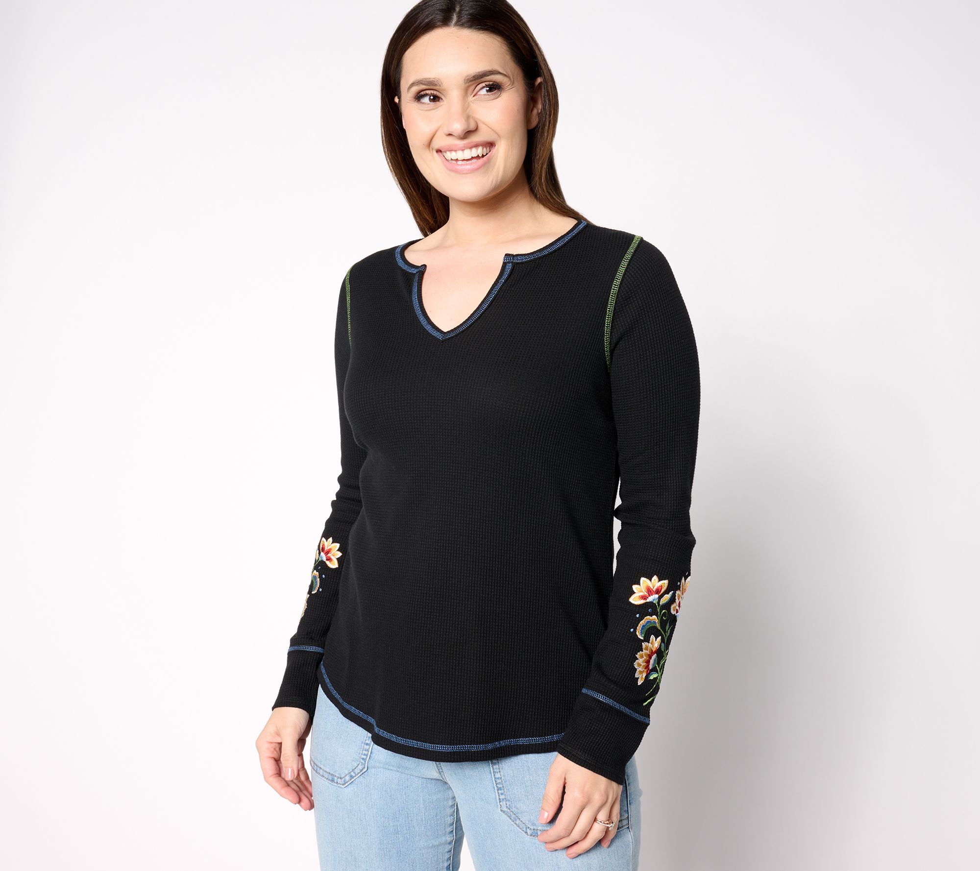 Belle Boho by Kim Gravel Baby Waffle Folk Fusion Embroidered Top
